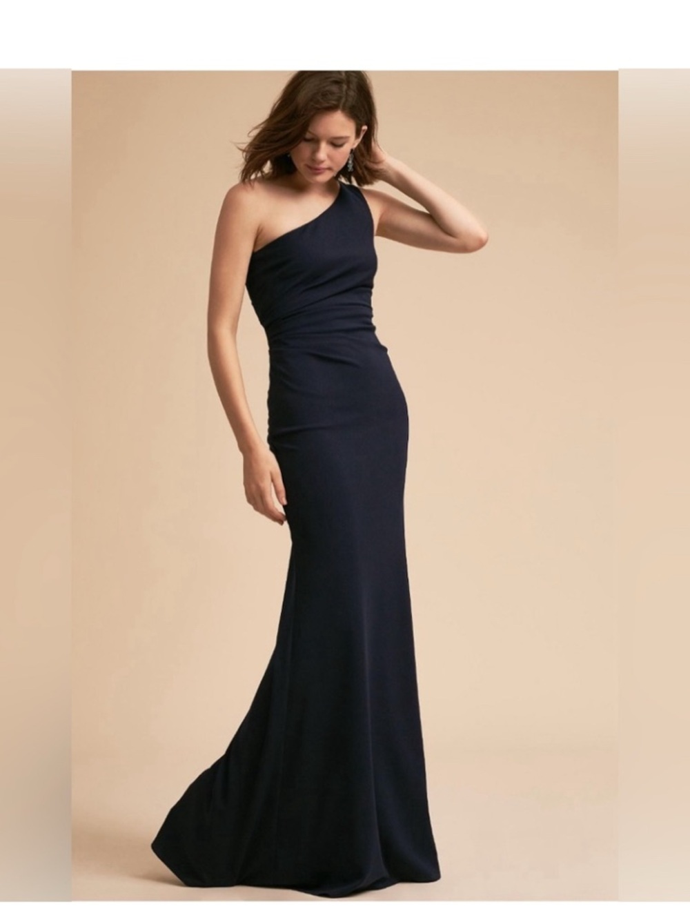 BHLDN Katie May One-Shoulder Navy Evening Gown